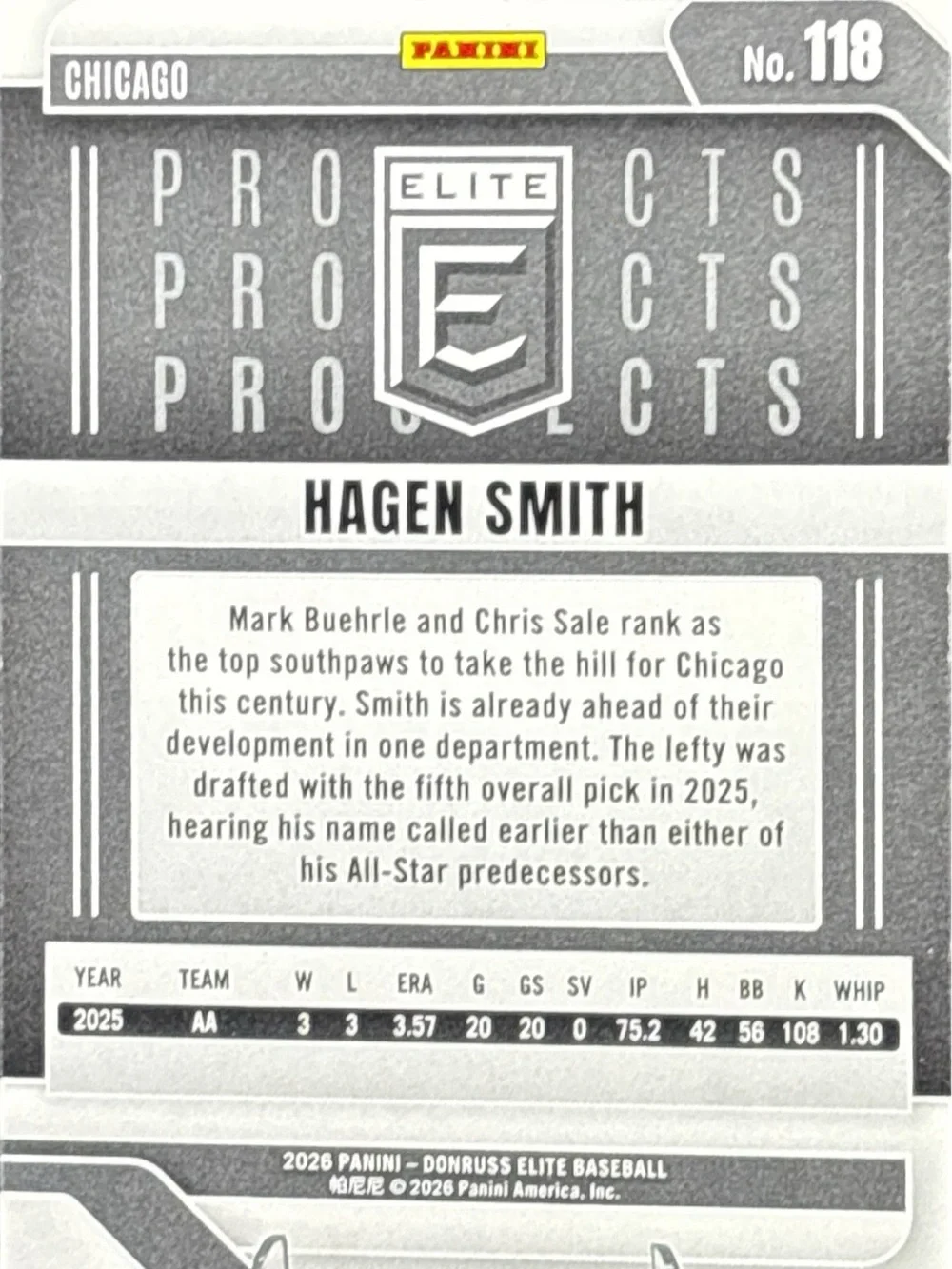 Panini Elite Prospects Hagen Smith Baseball Trading Card Holo Prizm